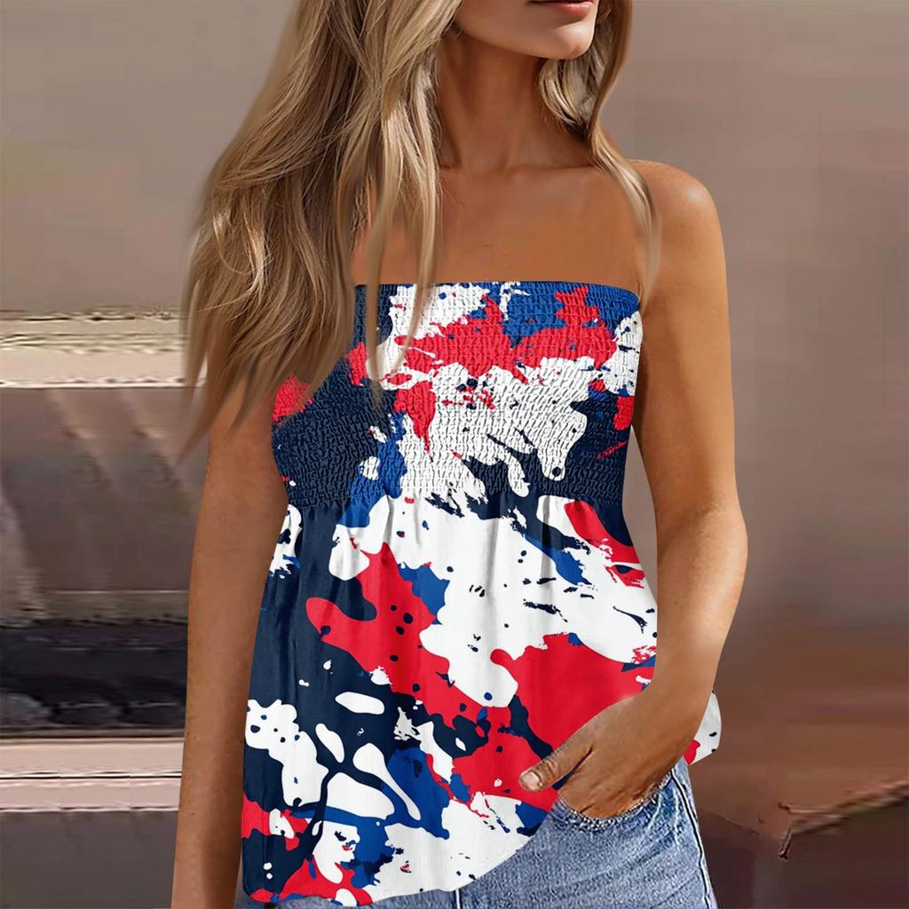 Summer Tube Tops For Women,Cute Sexy Off Shoulder Print Sleeveless T-Shirt