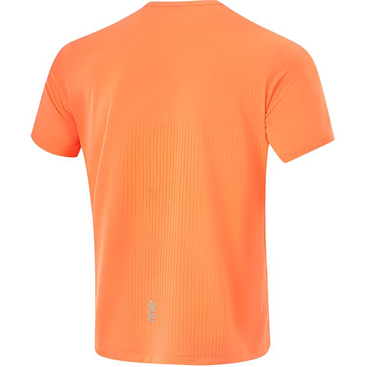 Li Ning Running Series Sports Casual Simple Solid Color Short Sleeve T-Shirt Men Tops Fluorescent-Melon-Orange ATSU199-6