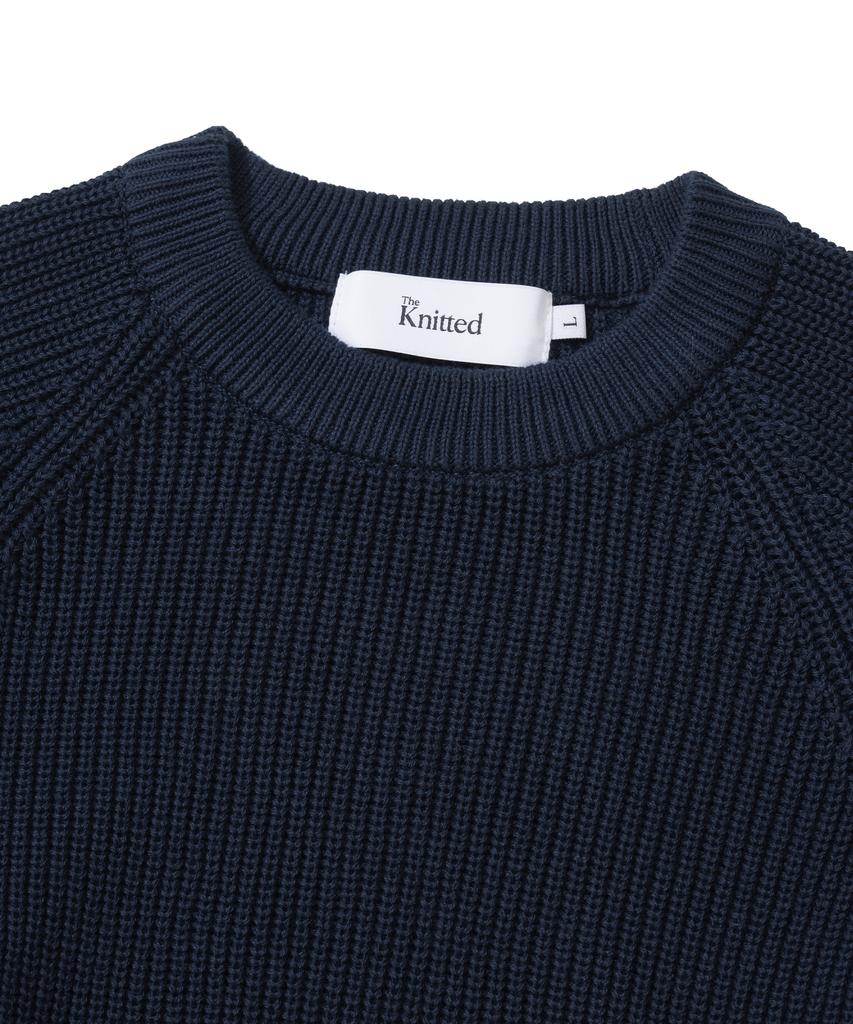 KNITTED [Nitied X Fashion Planet] Cotton Waffle Round Knit Navy