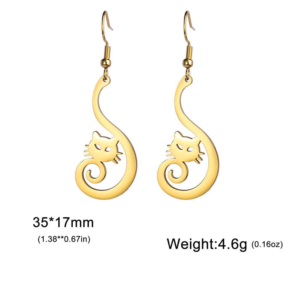 My Shape Cute Cat and Dog Dangle Earrings for Women Girls Stainless Steel Lovely Kitten Animal Drop Earring Fashion Jewelry Gift