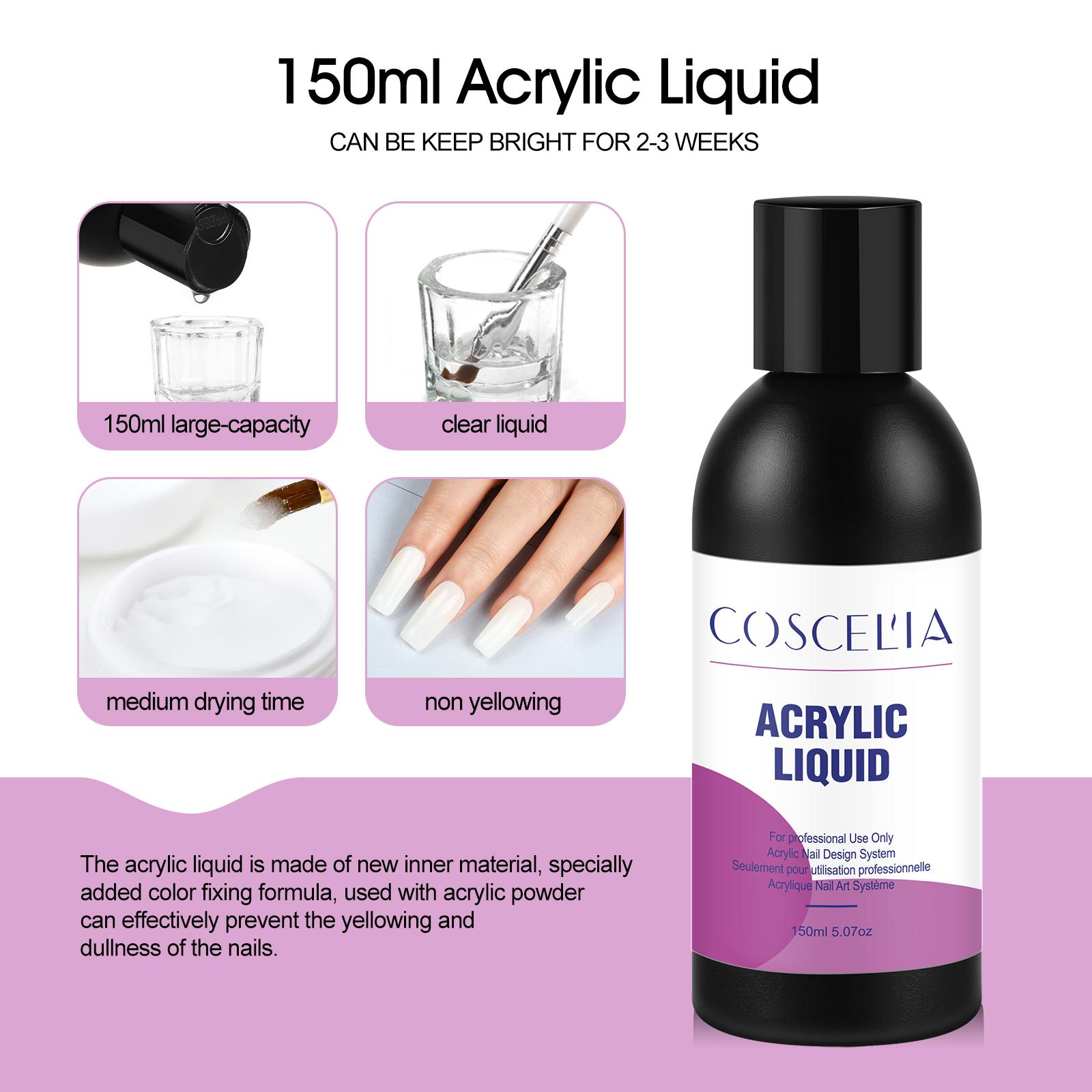

COSCELIA 150ml Acrylic Liquid For Nail Extension with Acrylic Powder Manicure Nail Liquid Nail Art Tools False Nails Design