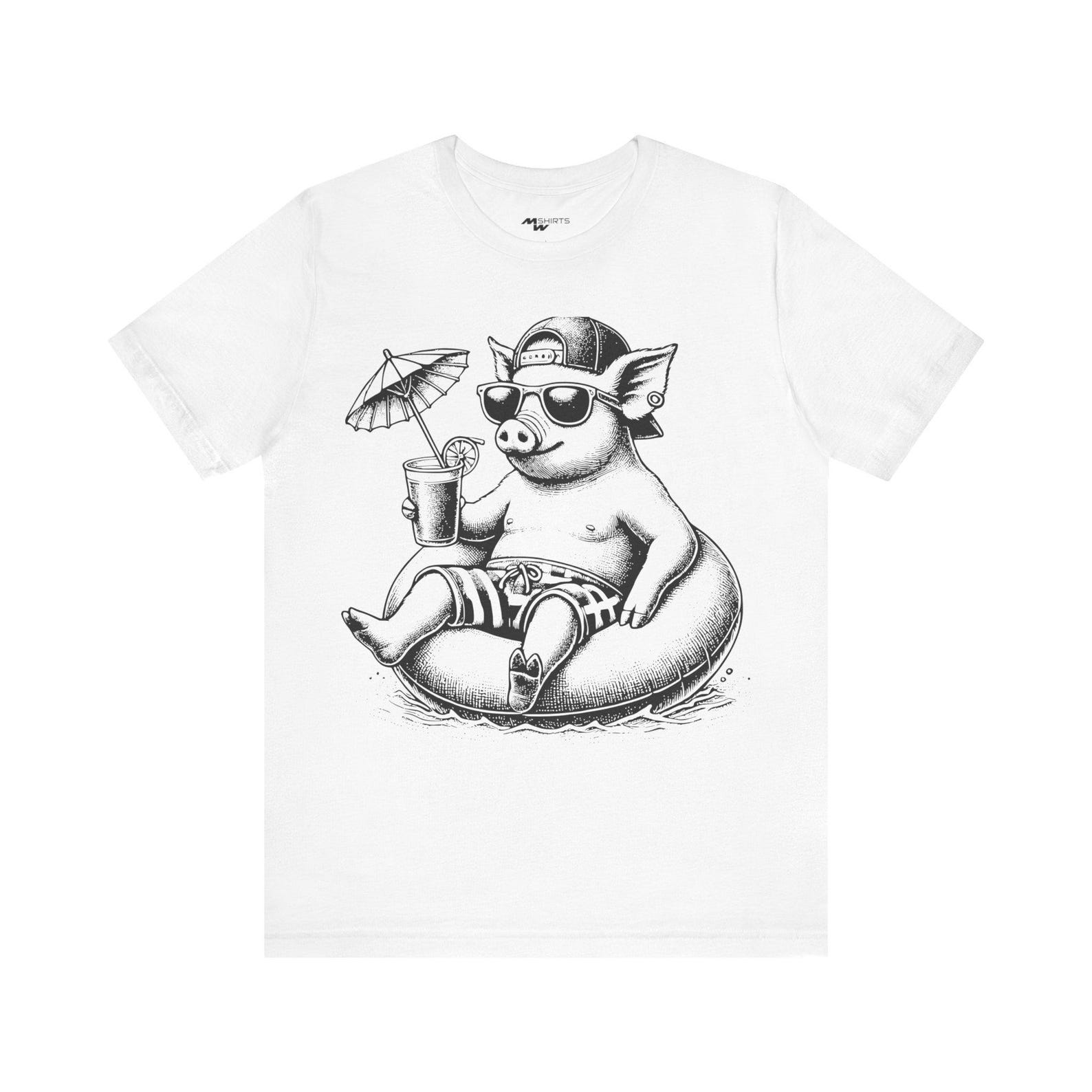 Chill Mini Pig T-Shirt: Relaxed Summer Vibes M
