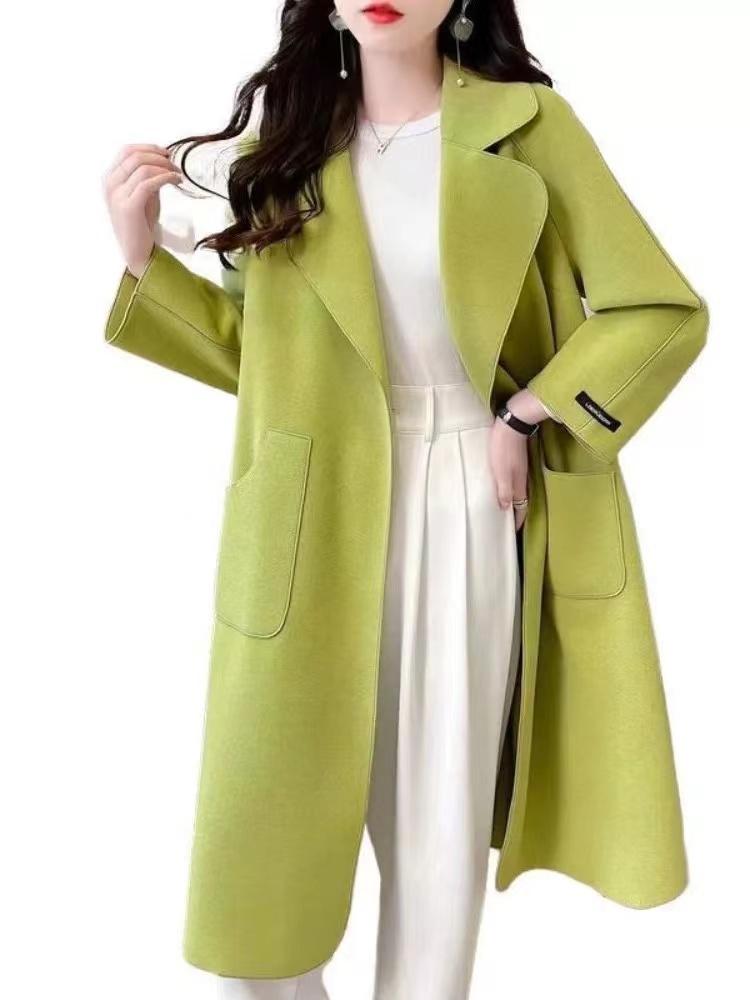 Women's Leisure Long Woolen Coat with Loose Fit, Perfect for Autumn and Winter