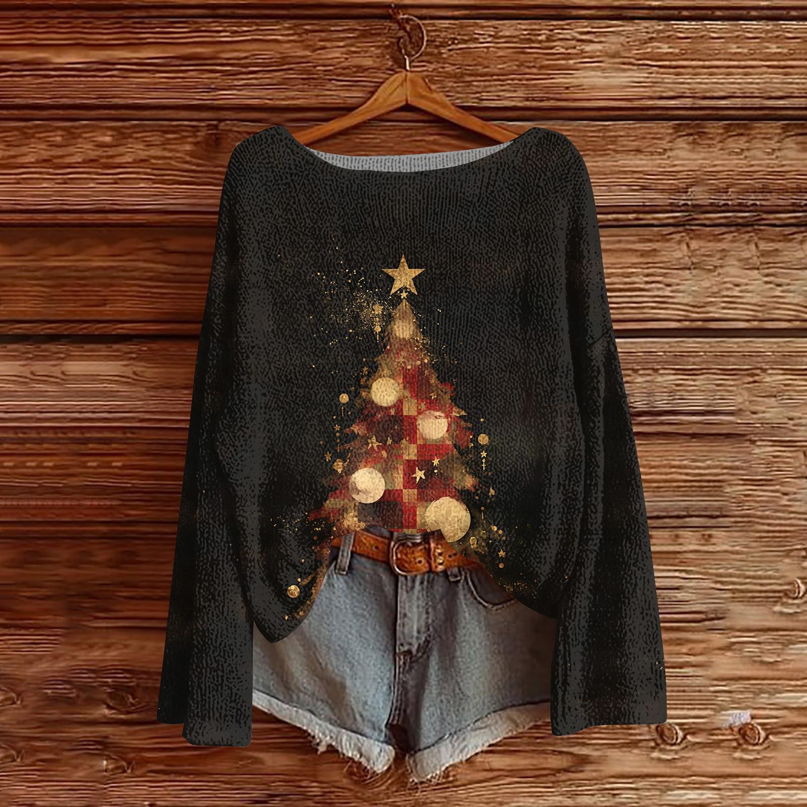 

Женские осенние свитера с длинным рукавом, топы с принтом, пуловеры, свободная нарядная повседневная базовая одежда XL чёрный