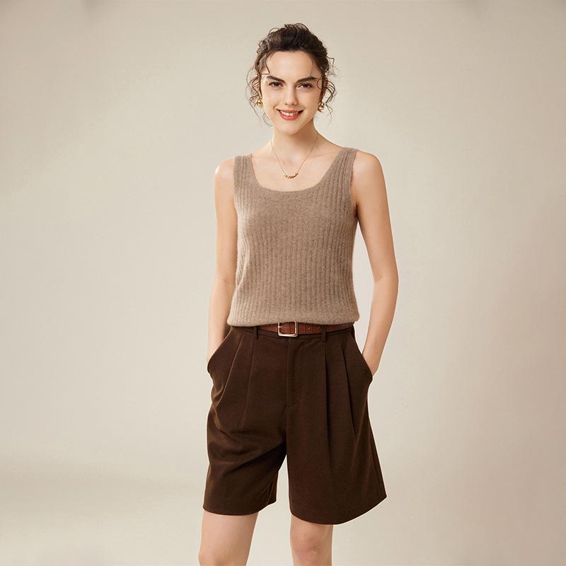 2026 Le Kasha Women’s 100% Cashmere U-neck Knit Camisole Vest - Autumn/Winter
