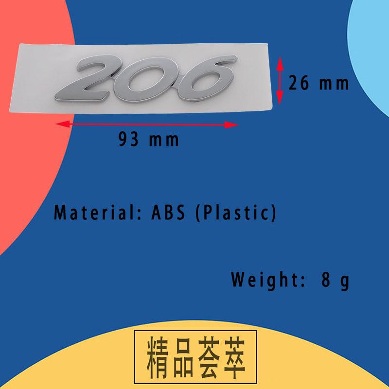 3D Premium ABS 206 Liter dla 206 samochód Błotnik Klapa bagażnika Tylna maska Naklejka Emblemat Odznaka Naklejka