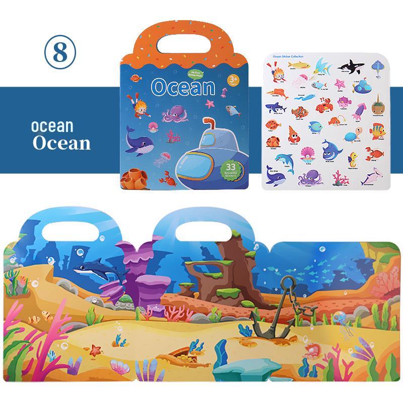 Washable Educational Sticker Book for Early Education: 10 Fun Themes for Toddlers and Kindergarten