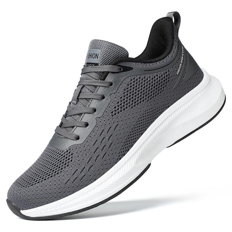 Flying woven sports shoes men's hollow breathable casual shoes versatile shock-absorbing running shoes men's mesh shoes
