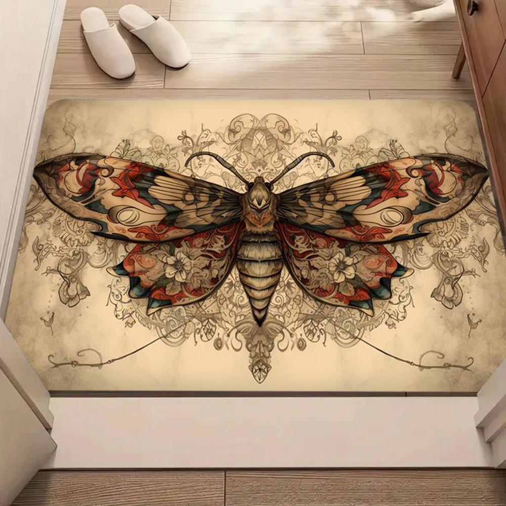 Moth Pattern Doormat Insect Animal Pattern Home Decor Carpet Soft Non-slip Floor Mat for Indoor Outdoor Entrance Decor