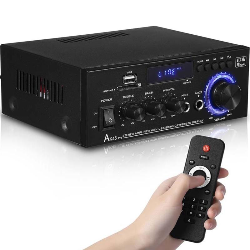 Powerful 50W+50W 2Channel Home Stereo Receiver Bluetooth-compatible Stereo Amplifier for Theater,Karaoke,USB,Support