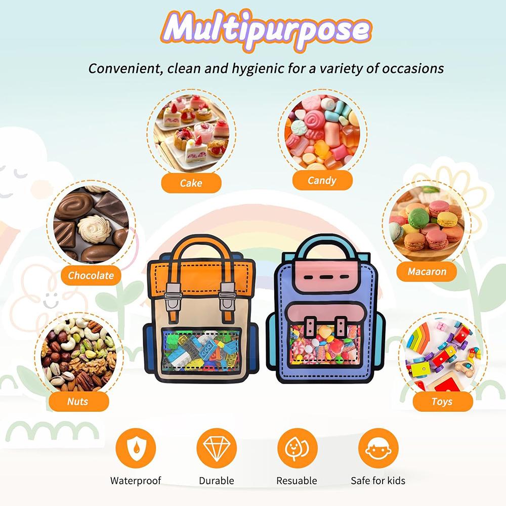 20pcs Cartoon Backpack Goodie Bags with Handles for Party, Wedding, Birthday