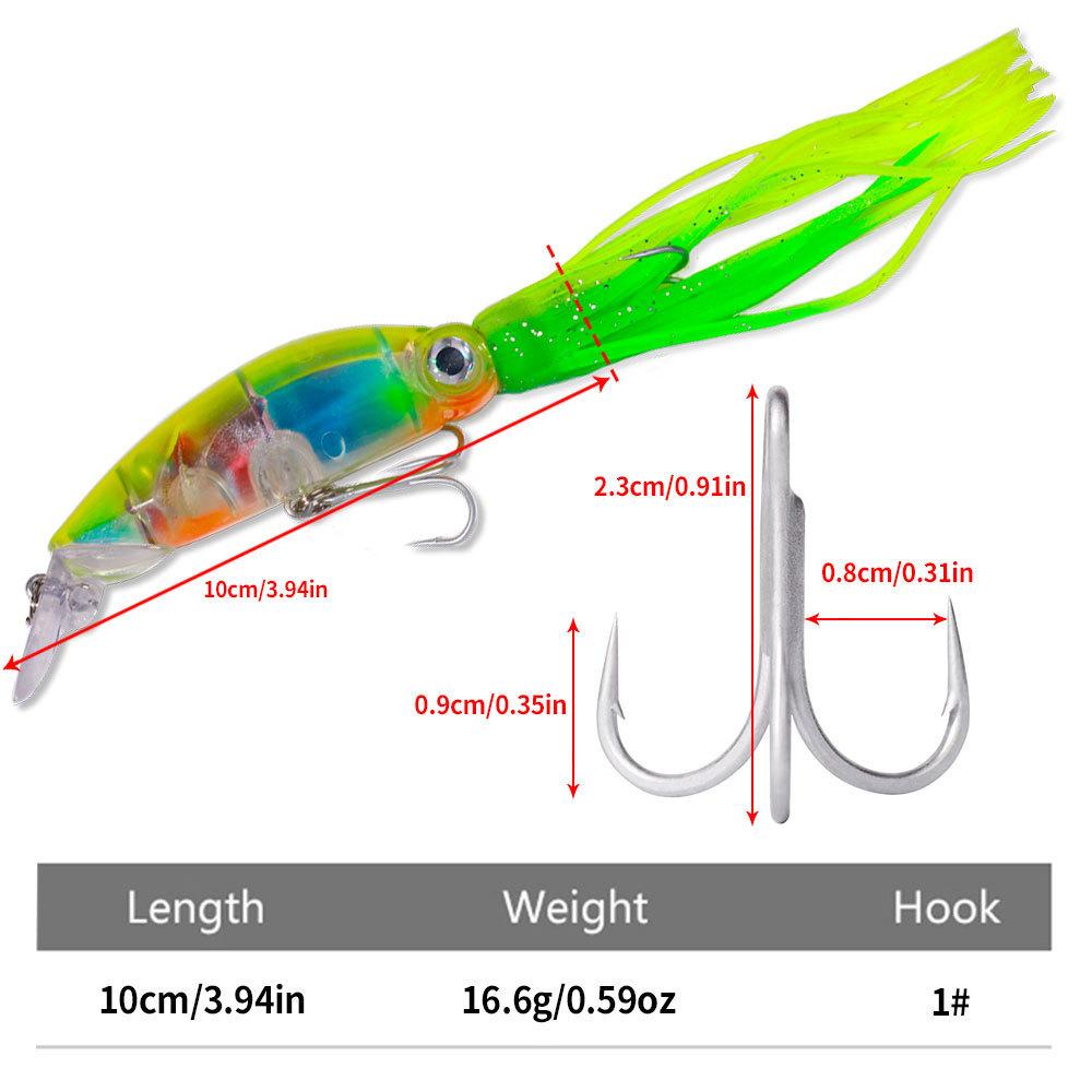 Lure Bait Set Floating Octopus10CM16.6GMulti-color Realistic Fake Bait with Mustache High Simulation Fishing Tackle Supplies