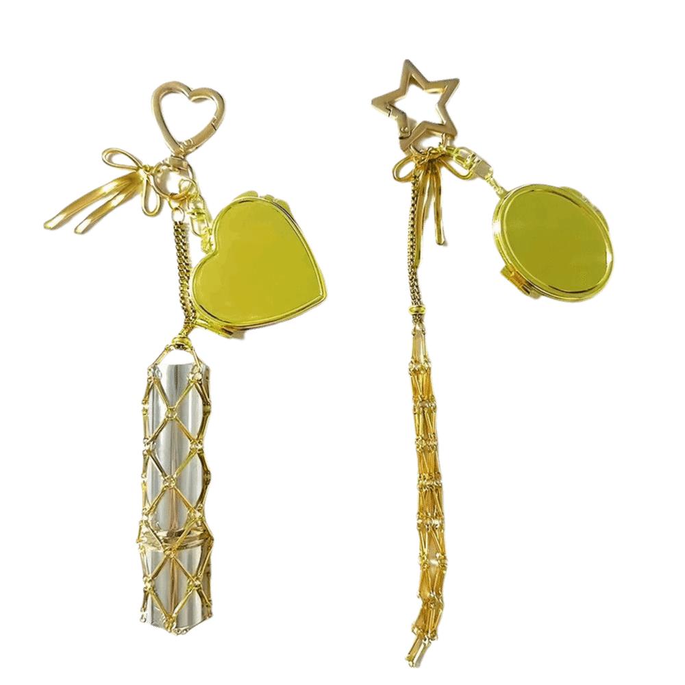 Stainless Steel Metal Net Pocket Lipstick Bag Keychain Interchangeable Lip Balm Keychain