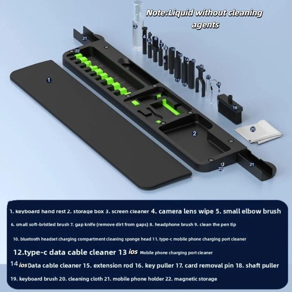 Wrist Pad Computer Cleaning Tools 22 in 1 Soft Foam Keyboard Cleaner Kit Brush Screen Cleaning Earphone Clean Brush Set Typing