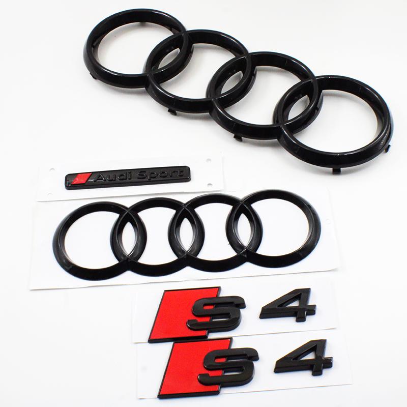Glossy Black 192mm 275mm tt 2010-2019 S4 Badge ABS Car Styling Hood Front Bonnet Grill Rear Trunk S4 Emblem Stickers Accessory