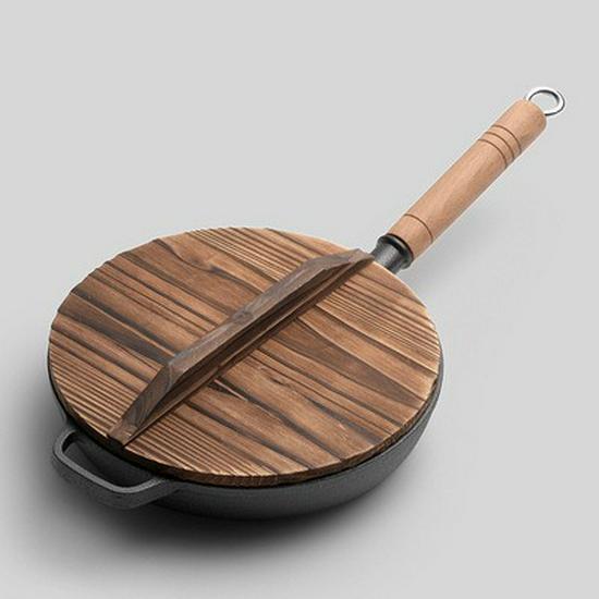 Non-Stick Cast Iron Flat-Bottom Wok - Gas Stove Compatible Pancake and Steak Frying Pan