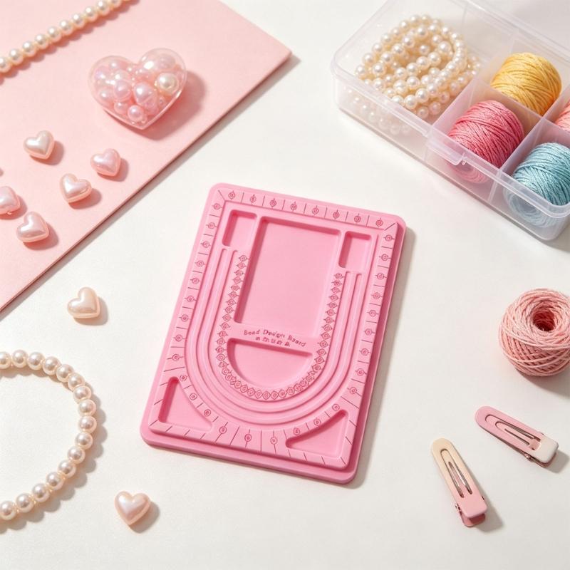 Bead Design Board for Necklace and Bracelet Making, Wood Beading Layout Tray with Channels and Sorting Compartments