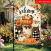 2D Flat, 2D Flat Autumn Thanksgiving Pumpkin Welcome Garden Flag_4-28x40 Inch Outdoor Garden Flag Double-sided Home Decoration Courtyard Decoration Ou