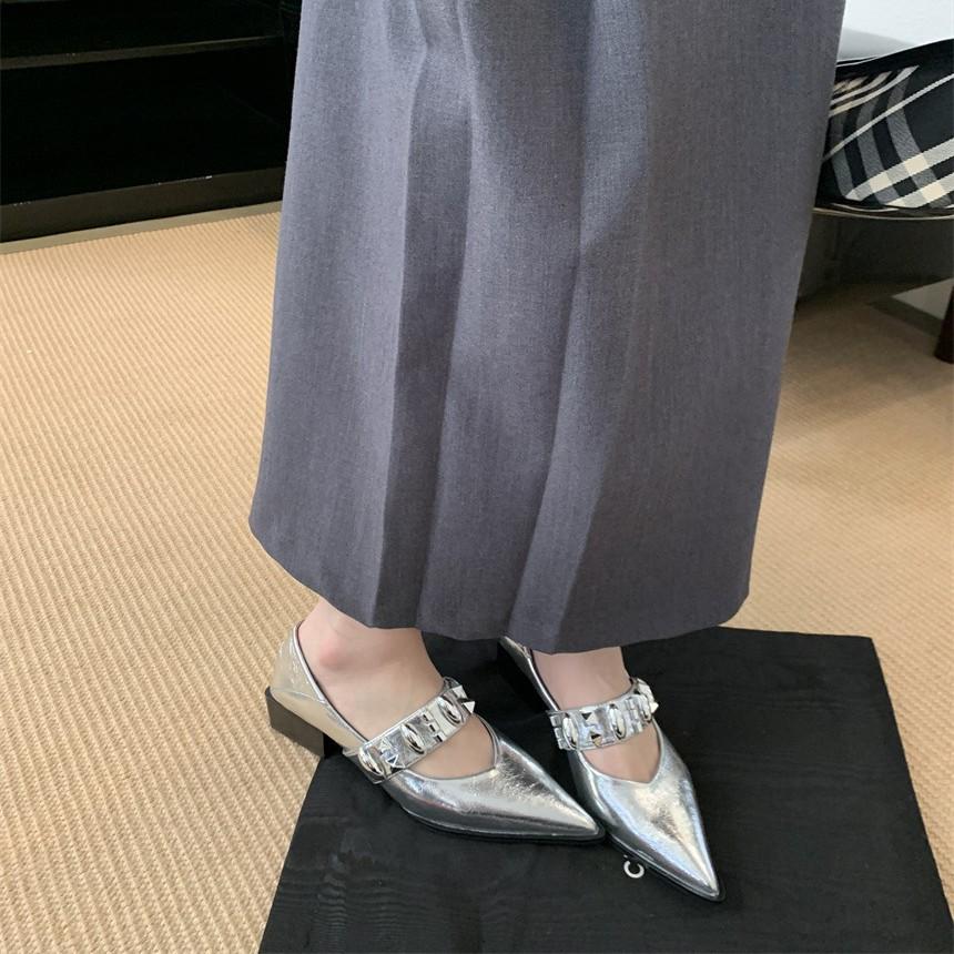 French inner heightening soft-soled bag head half slippers children wear summer new Mary Jane women's shoes Muller sandals