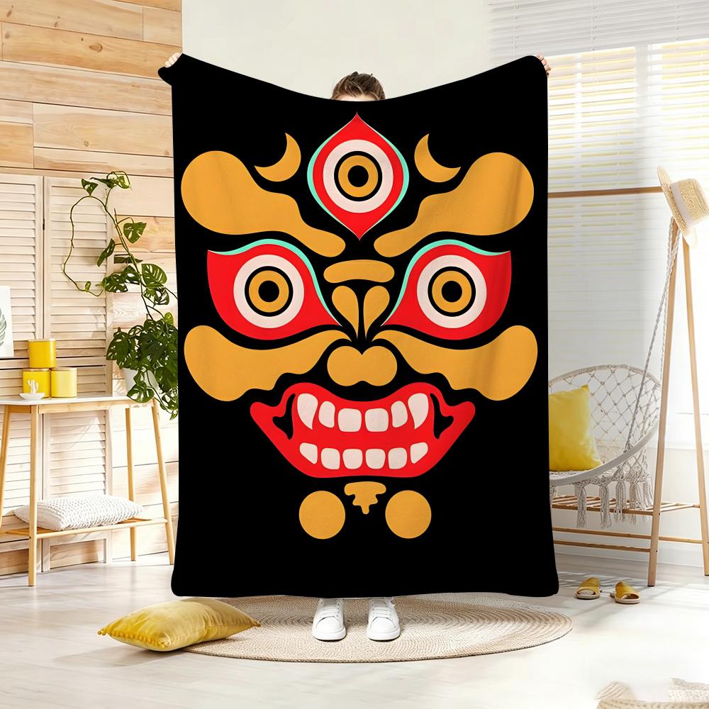 Artistic Pattern B-Beast Totem Throw Soft Warm Throw Blanket for Bedroom Living Room Bed Travel Camping Picnic Gift