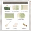KANGMO 36-Piece Cream Style Ceramic Dinnerware Set with Casserole