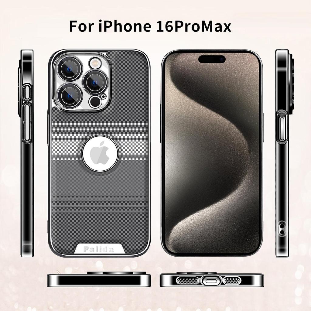 Kevlar Leather Texture Electroplated Anti-Drop Case for iPhone 16 Pro Max/17 Full Cover