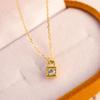 Huitan Gold Color Lock Pendant Necklace For Women Simple Stylish Elegant Accessories Minimalism Temperament Party Jewelry