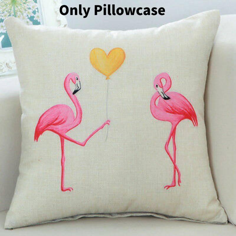 Adorable New Ins Flamingo Cartoon Soft Linen Throw Pillow For Cozy Sofa Decor