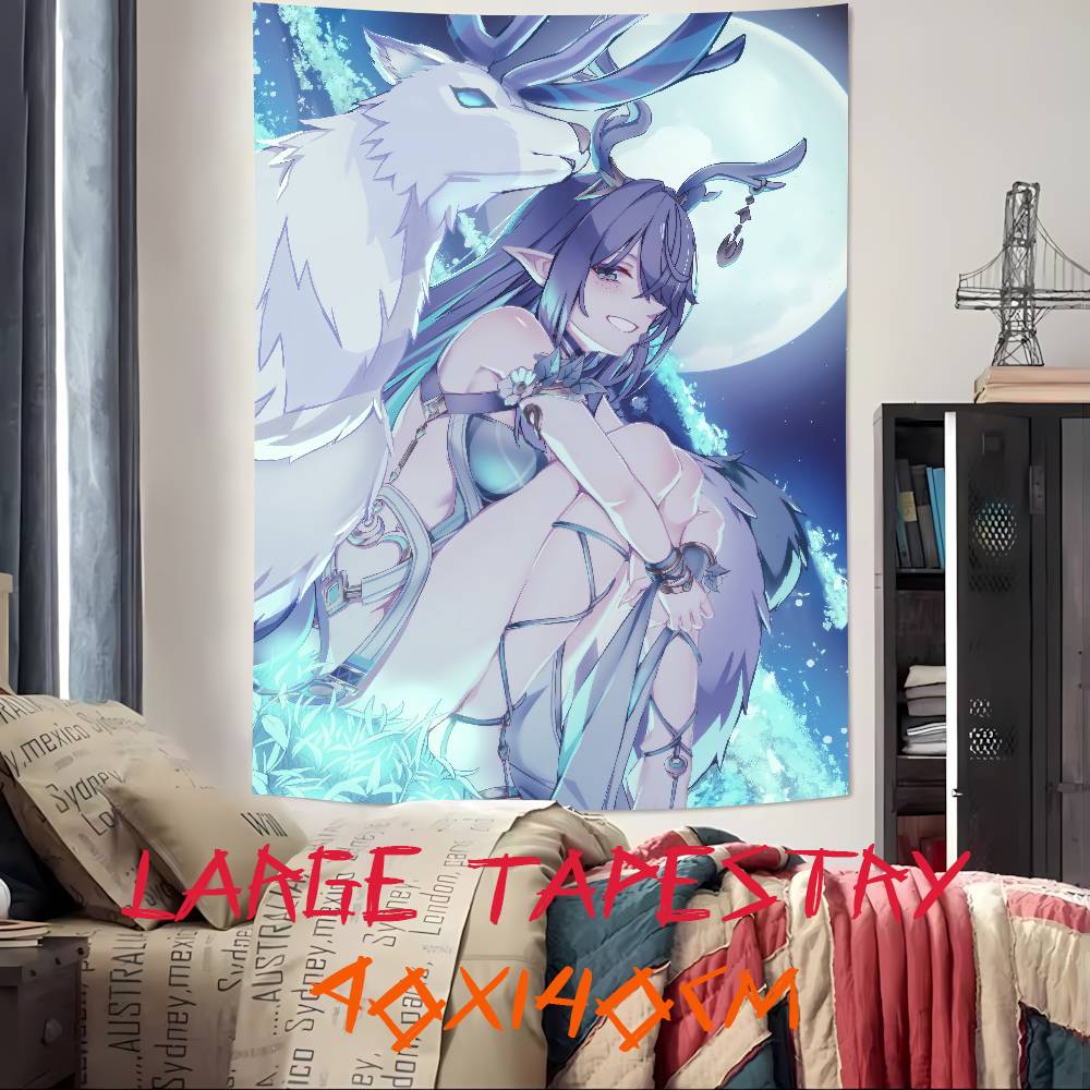 Kawaii Pretty Hot Girl Lauma Cool Video Gaming Tapestry Wall Hanging Art Decoration Aesthetic Background Cloth Birthday Gif
