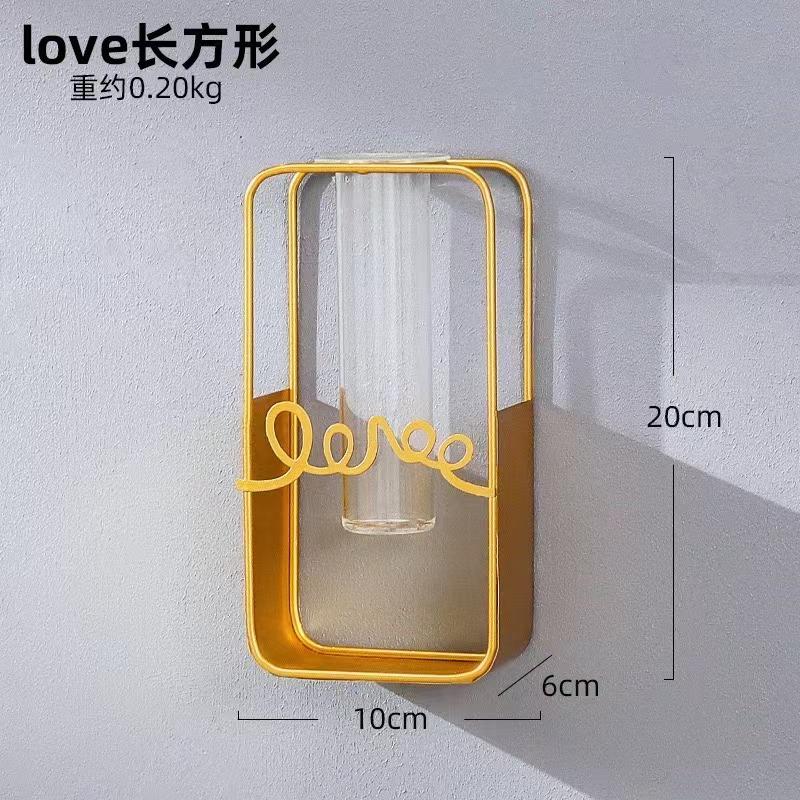 Wall-mounted Hydroponic Glass Vase Gold Wall Vases