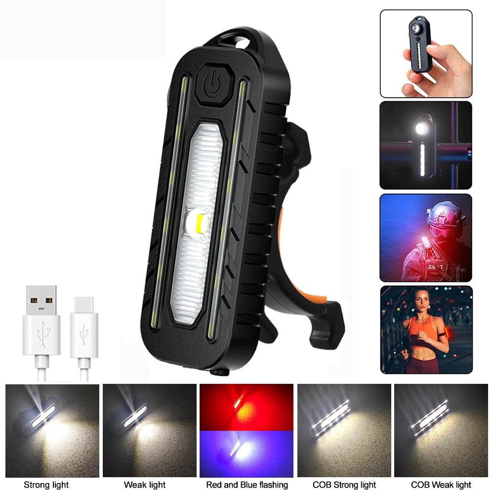 Red&Blue LED stroboskopické výstražné světlo Policejní svítilna s klipem na rameno Venkovní běžecké světlo USB dobíjecí bezpečnostní helma Pracovní svítilna