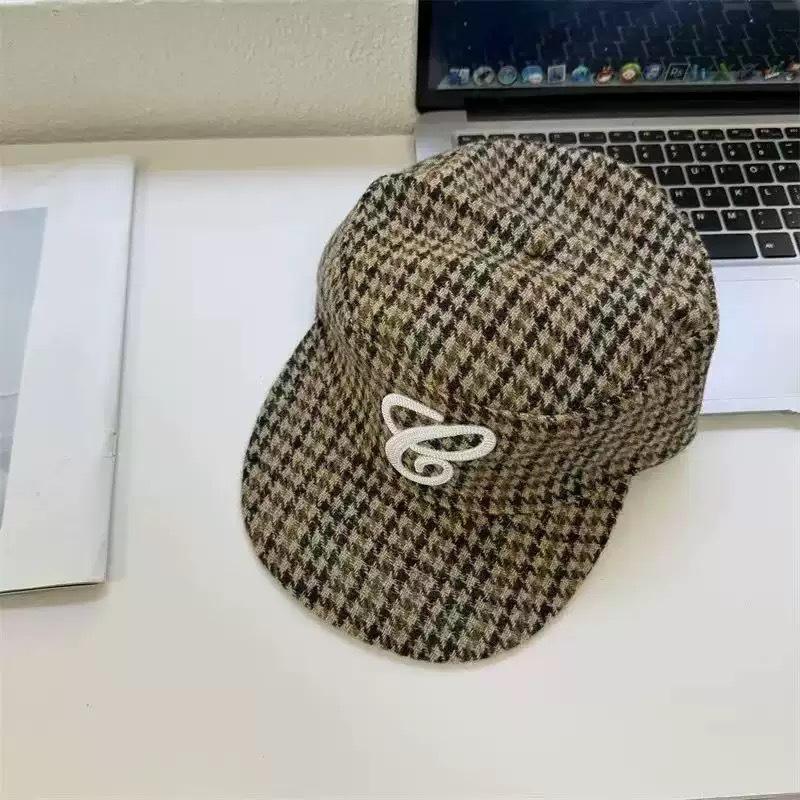 American-style letter embroidered baseball cap for women, two-tone, flat top, wide brim, large head circumference, makes face look smaller, trendy