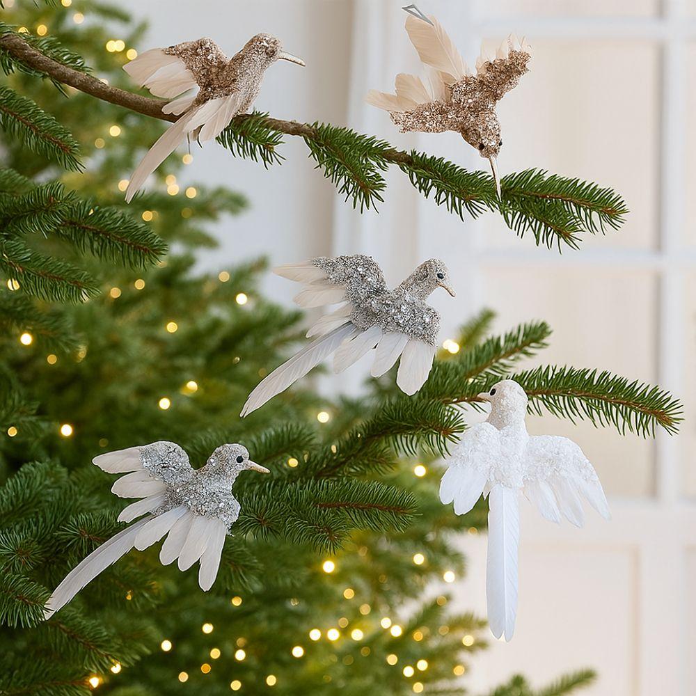 2pcs Beautiful Christmas Foam Bird Glitter Bird Clips Decorations  Wedding Decoration