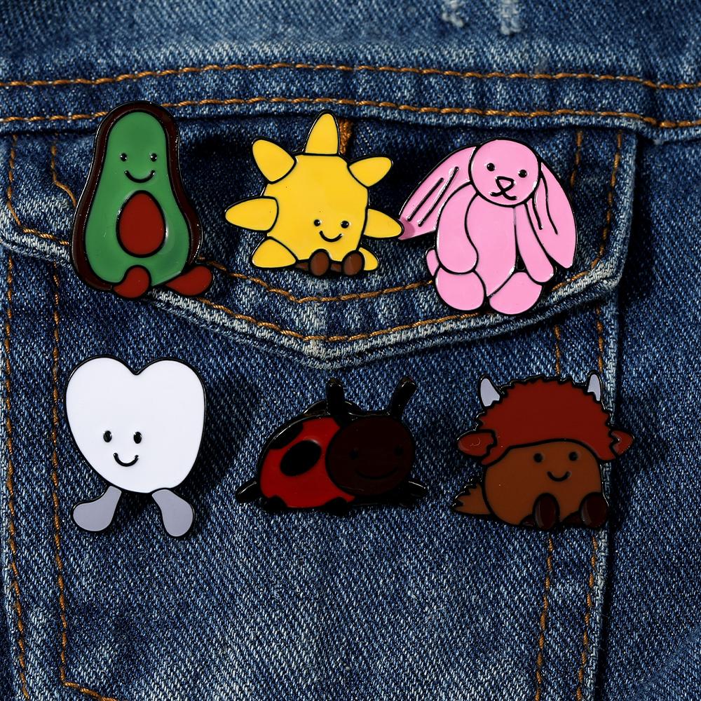 Cartoon Insect Figure Enamel Brooches Cute Funny Animal Personification Pins