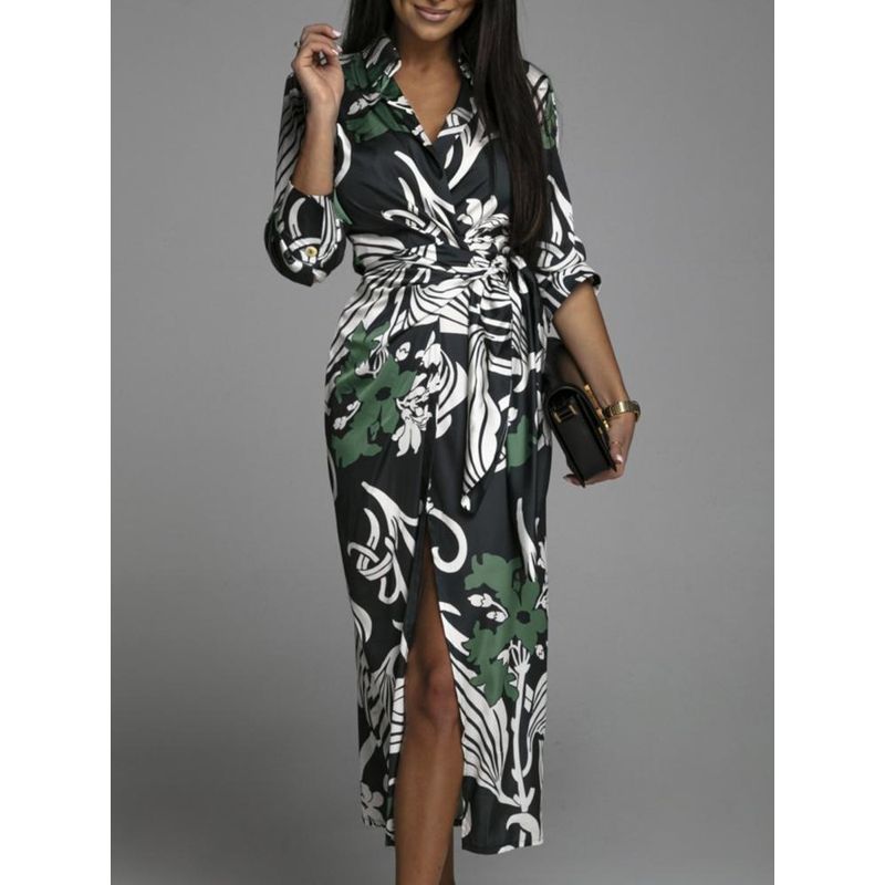 Printed Cardigan Long Sleeved Dress Women Print Cardigan Long Sleeves