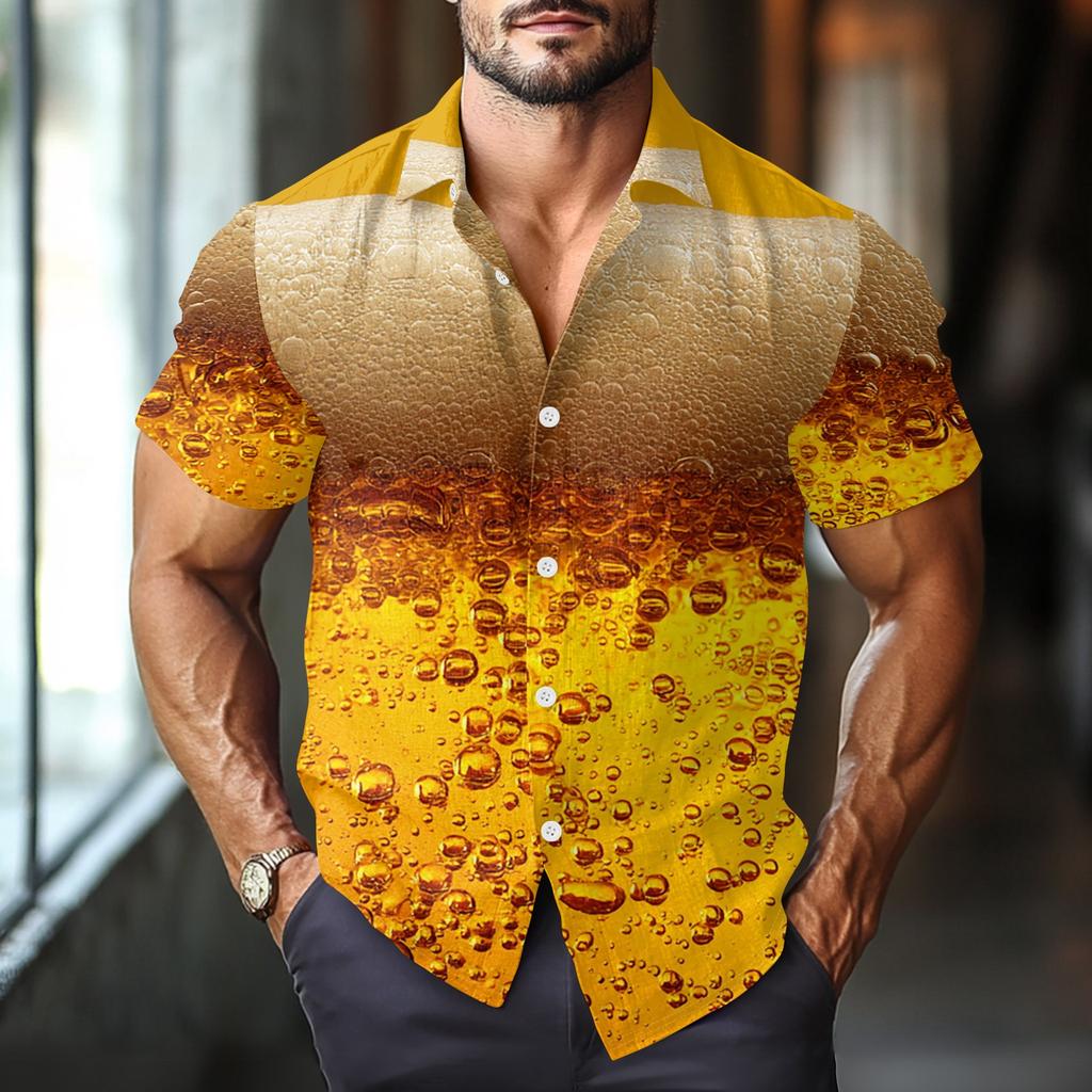 Men's Casual Casual Independence Day Print Short-sleeved Shirt