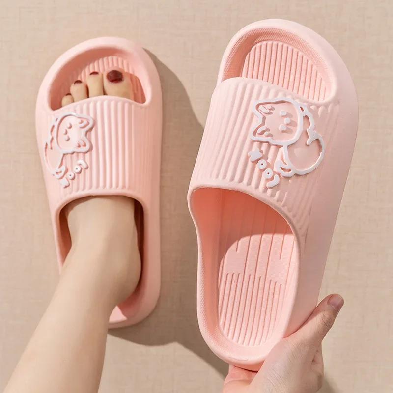 Summer Slippers Bathroom Platform Non-Slip Home Bear Cartoon Flip Flops Beach Women Slipper Sandals Slides Indoor Outdoor 2025