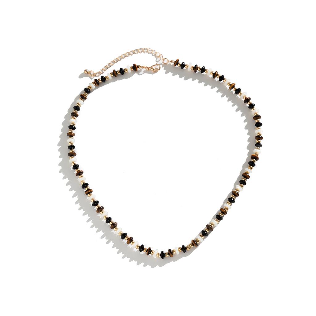 Accessoires, kalte runde Perlen, geometrische Glasketten, Retro handgefertigte Perlenketten mit Tigerauge für Damen