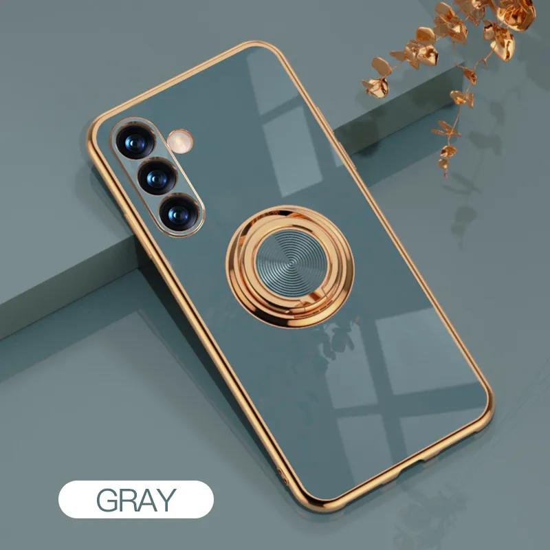 

Plating Rotation Ring Stand Holder Kickstand Phone Case For Samsung Galaxy S25 Ultra S24 Plus S23 FE S22 S21 Edge Silicone Funda For S21Plus
