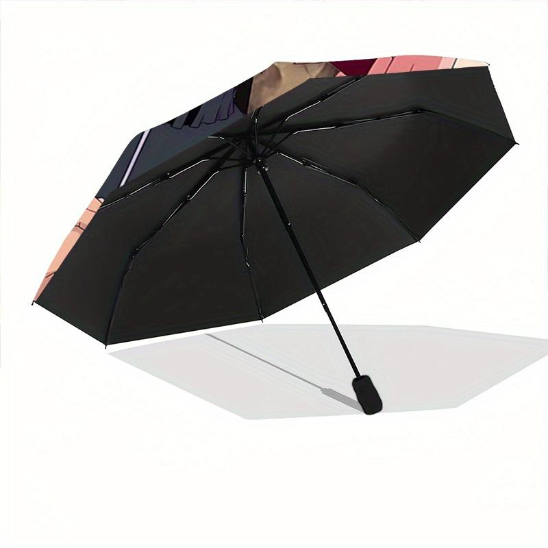 1pc Naruto, Sasuke & Sakura: Anime Characters Automatic Opening Umbrella - Portable 3-Fold Design with Iron Frame - Outdoor, for Fans, Travelers,