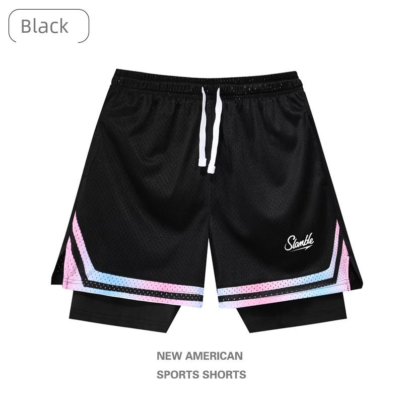 Slamball Fake Two-Piece Basketball Shorts Sports Casual Pants Summer Children's Basketball Shorts Running Fitness Pants