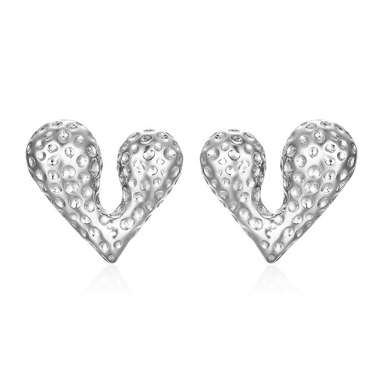 Popular Earrings 18K Gold Stainless Steel Personalized Liquid Love Stud Earrings Design Sense Earrings