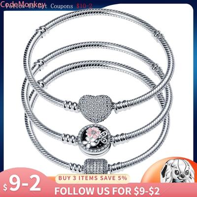Plata Armbänder Aus 925er Sterlingsilber Verkauf Klassisches Herzarmband Passend für Original Perlen Charms DIY Schmuck Geschenk Pulseras Mujer