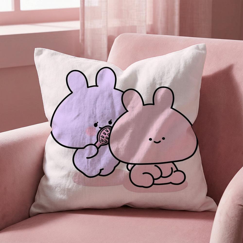 A-Asamimichan Cute Bunny Cushion Cover Multi-Scene Pillow Cover for Home & Car - Reversible, Soft & Durable for Daily Use