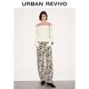 UR 2026 Spring Women's Draped Pleated Slim Long-Sleeve T-Shirt