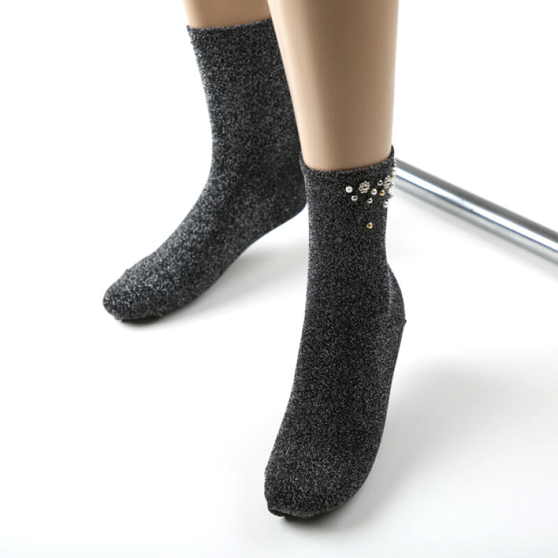 

Fashion Socks - Pearl Flower Sparkly Socks k2208 black