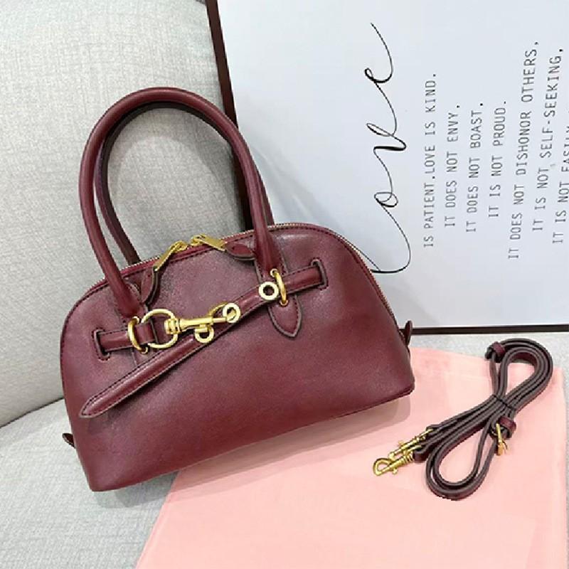 Miu Miao's Cowhide Shell Bag 25 Portable Single-shoulder Cross-shoulder Female All-matching 21cm Bowling