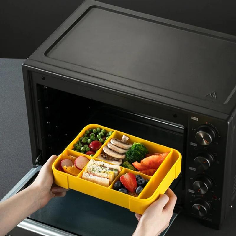 1330ML Bento Box Adult Lunch Containers with 6 Compartment for Adults/Kids/Toddler With Tableware Sauce Lunch Box