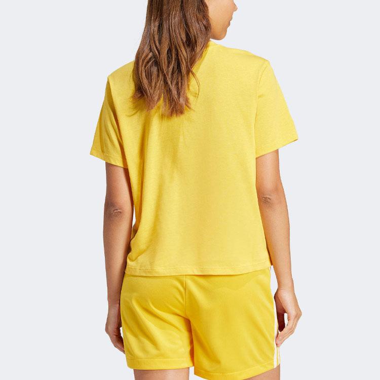 Adidas Originals Letter Logo Printed Round Neck Short Sleeve Drop Shoulder T-Shirt Women T-Shirt Yellow IN8438