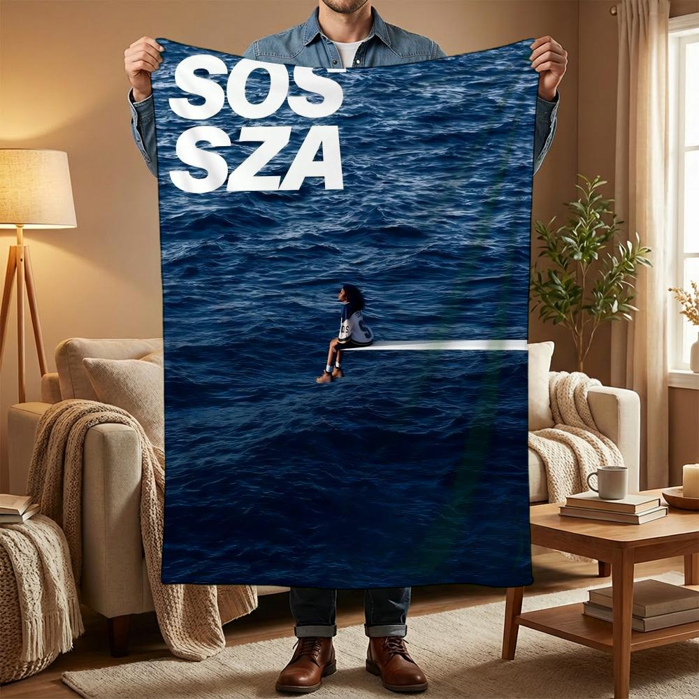 S-SZA SZA MUSIC Throw Soft Coral Fleece Blanket 310gsm Fluffy Warm Throw for Sofa Bed Couch Bedroom Decor